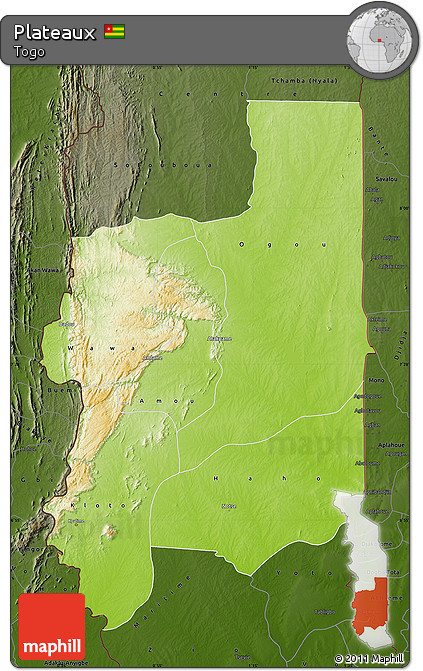 Physical Map of Plateaux, darken