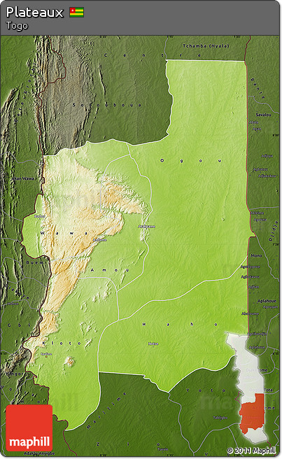 Physical Map of Plateaux, darken