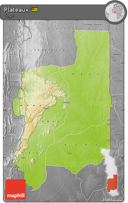 Physical Map of Plateaux, desaturated