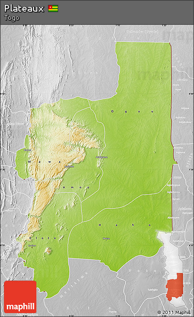 Physical Map of Plateaux, lighten, desaturated