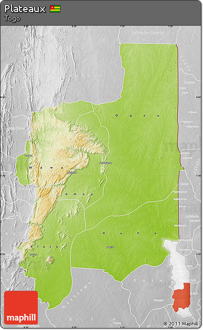 Physical Map of Plateaux, lighten, desaturated