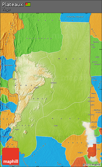 Physical Map of Plateaux, political outside