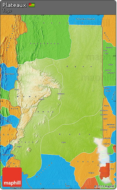 Physical Map of Plateaux, political outside