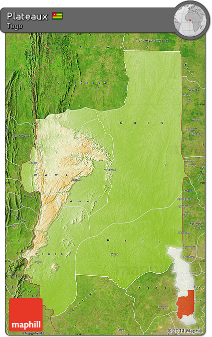 Physical Map of Plateaux, satellite outside