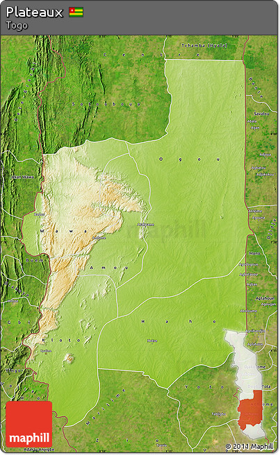 Physical Map of Plateaux, satellite outside