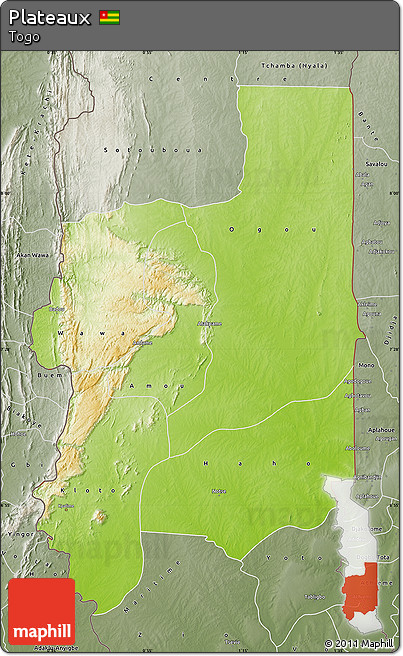 Physical Map of Plateaux, semi-desaturated