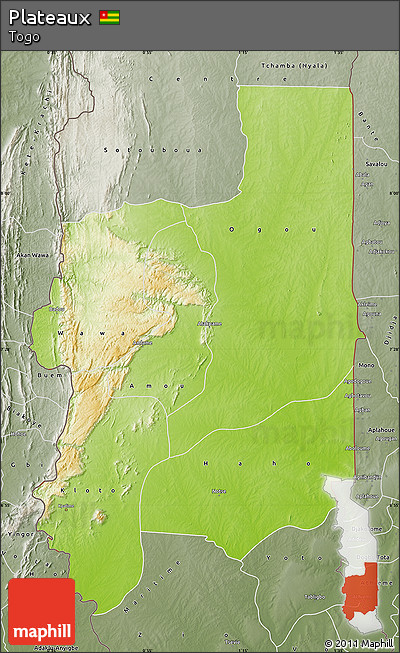Physical Map of Plateaux, semi-desaturated
