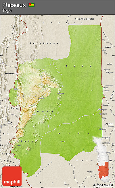 Physical Map of Plateaux, shaded relief outside