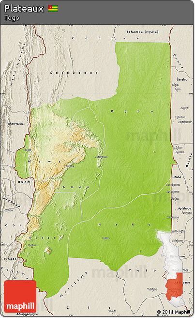 Physical Map of Plateaux, shaded relief outside