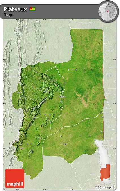 Satellite Map of Plateaux, lighten