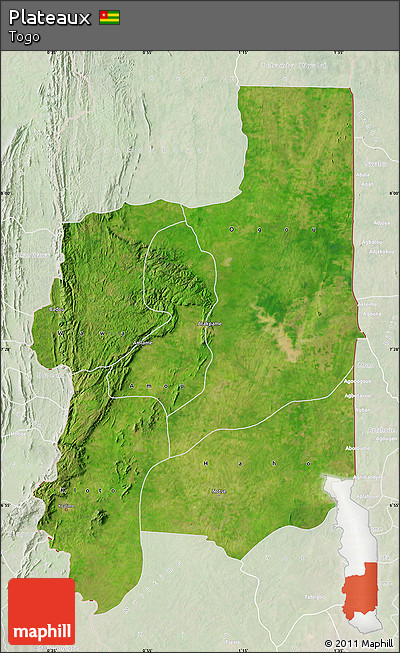 Satellite Map of Plateaux, lighten