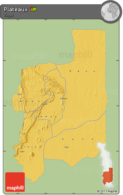 Savanna Style Map of Plateaux, single color outside