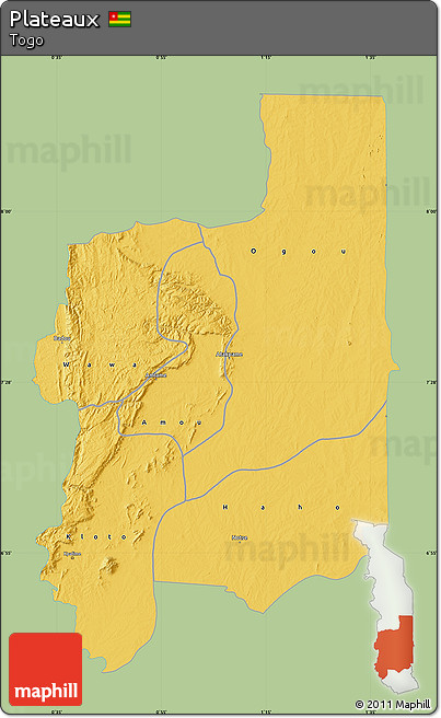 Savanna Style Map of Plateaux, single color outside