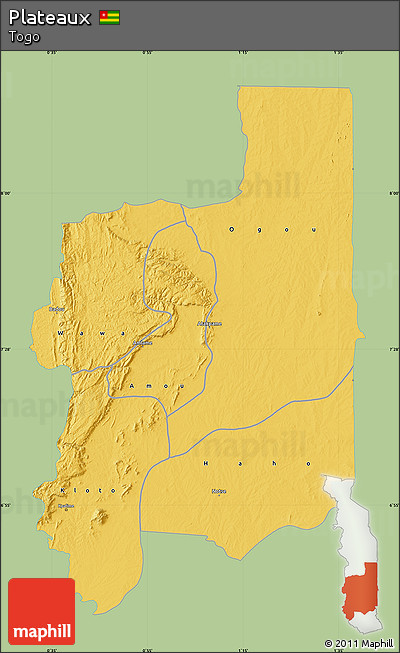 Savanna Style Map of Plateaux, single color outside