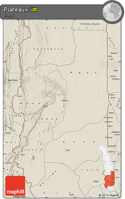 Shaded Relief Map of Plateaux