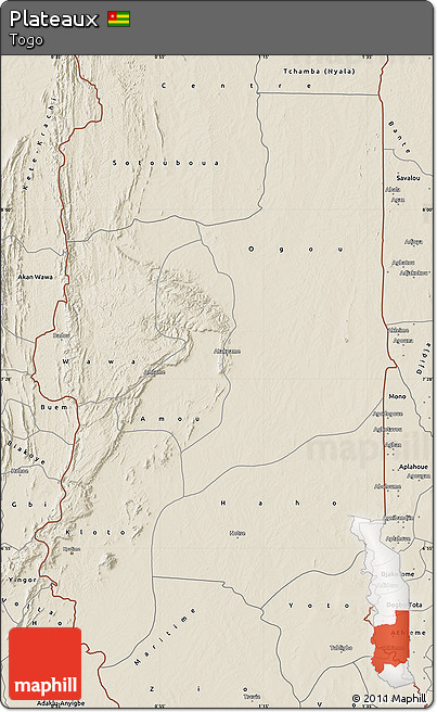 Shaded Relief Map of Plateaux