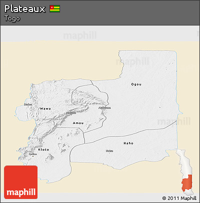Classic Style Panoramic Map of Plateaux, single color outside