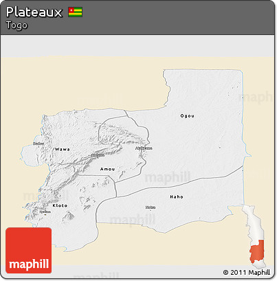Classic Style Panoramic Map of Plateaux, single color outside