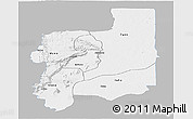 Gray Panoramic Map of Plateaux, single color outside