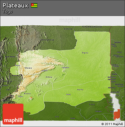 Physical Panoramic Map of Plateaux, darken
