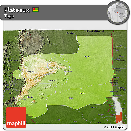 Physical Panoramic Map of Plateaux, darken