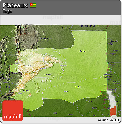 Physical Panoramic Map of Plateaux, darken