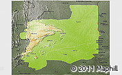 Physical Panoramic Map of Plateaux, darken, semi-desaturated
