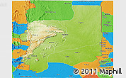 Physical Panoramic Map of Plateaux, political outside