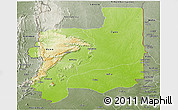 Physical Panoramic Map of Plateaux, semi-desaturated