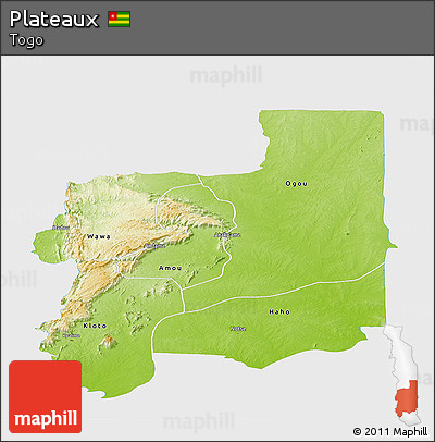 Physical Panoramic Map of Plateaux, single color outside