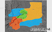 Political Panoramic Map of Plateaux, darken, desaturated