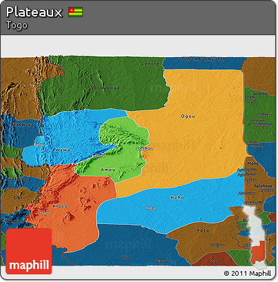 Political Panoramic Map of Plateaux, darken
