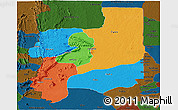 Political Panoramic Map of Plateaux, darken