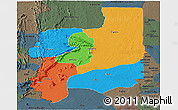 Political Panoramic Map of Plateaux, darken, semi-desaturated