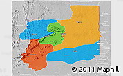 Political Panoramic Map of Plateaux, lighten, desaturated