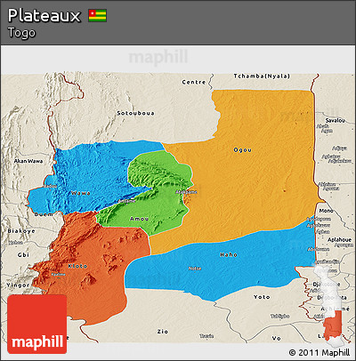 Political Panoramic Map of Plateaux, shaded relief outside