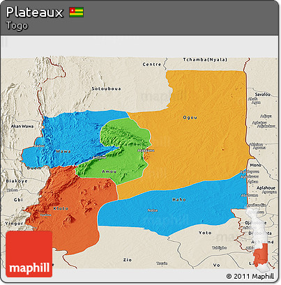 Political Panoramic Map of Plateaux, shaded relief outside