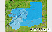 Political Shades Panoramic Map of Plateaux, satellite outside