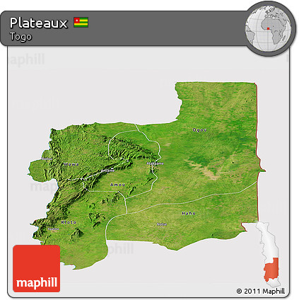 Satellite Panoramic Map of Plateaux, cropped outside