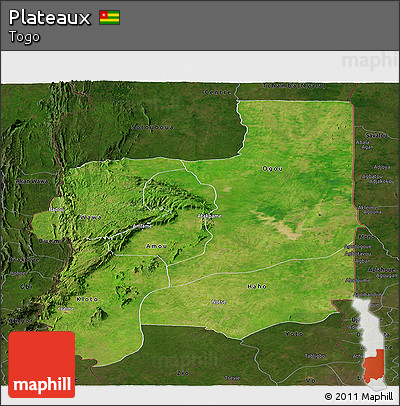 Satellite Panoramic Map of Plateaux, darken