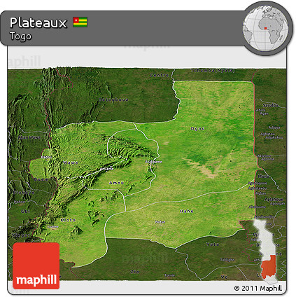 Satellite Panoramic Map of Plateaux, darken