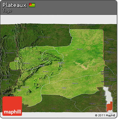Satellite Panoramic Map of Plateaux, darken