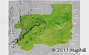 Satellite Panoramic Map of Plateaux, lighten, desaturated