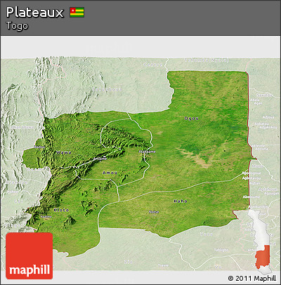 Satellite Panoramic Map of Plateaux, lighten