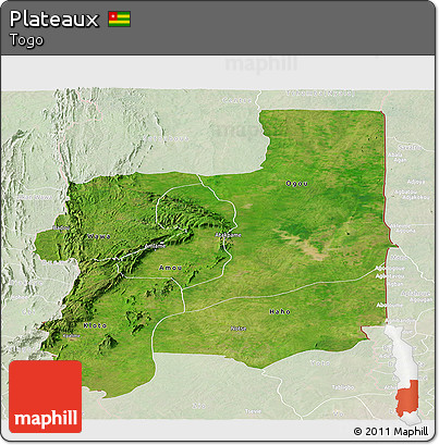 Satellite Panoramic Map of Plateaux, lighten