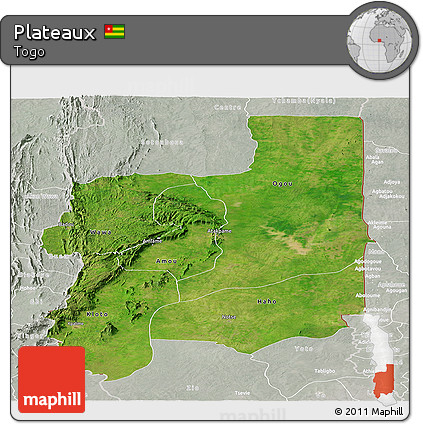 Satellite Panoramic Map of Plateaux, lighten, semi-desaturated