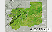 Satellite Panoramic Map of Plateaux, lighten, semi-desaturated