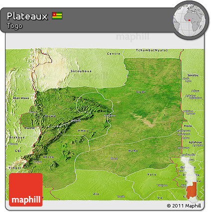 Satellite Panoramic Map of Plateaux, physical outside
