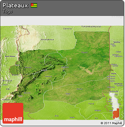 Satellite Panoramic Map of Plateaux, physical outside