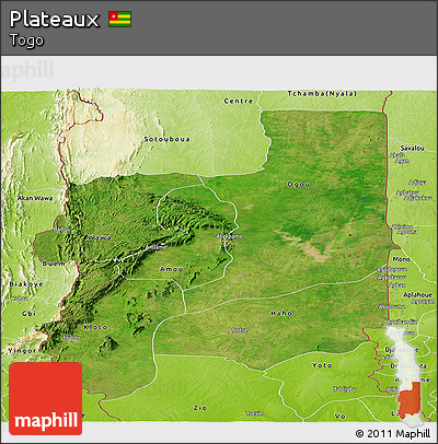 Satellite Panoramic Map of Plateaux, physical outside